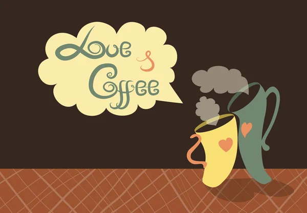 Copos românticos de café —  Vetores de Stock