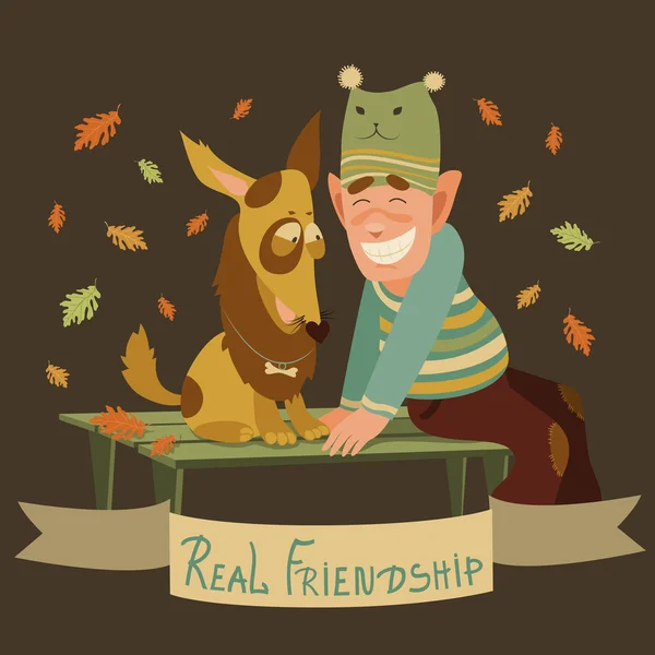 Дружба людей и собак — стоковый вектор