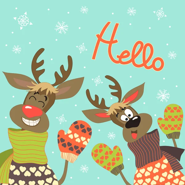 Les rennes disent bonjour — Image vectorielle