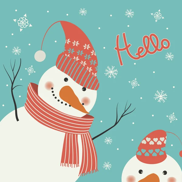 Snowman says hello — Stock Vector