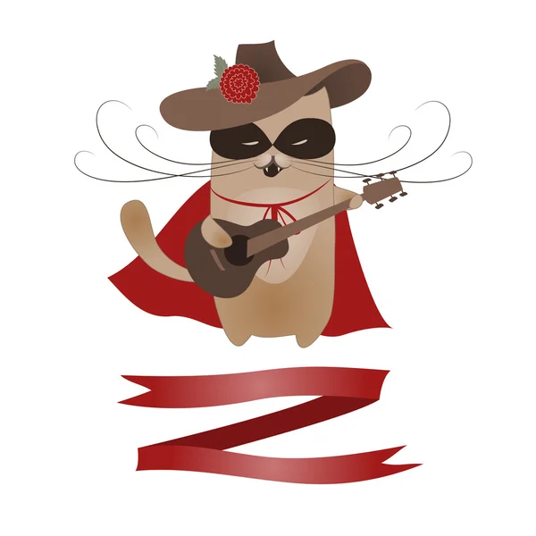 Gato divertido Zorro Valentine — Vector de stock