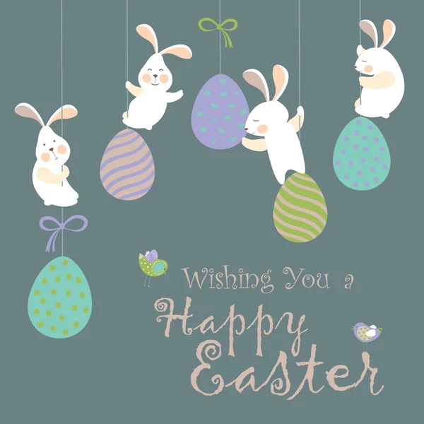 Húsvéti nyulak és húsvéti tojások — Stock Vector