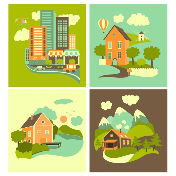 Set of homes — Stock Vector