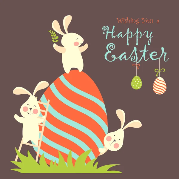 Paskalya tavşanları ve Paskalya yumurtaları — Stok Vektör