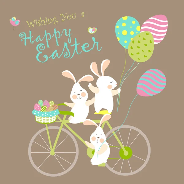 Easter bunnies and easter eggs — Stock Vector