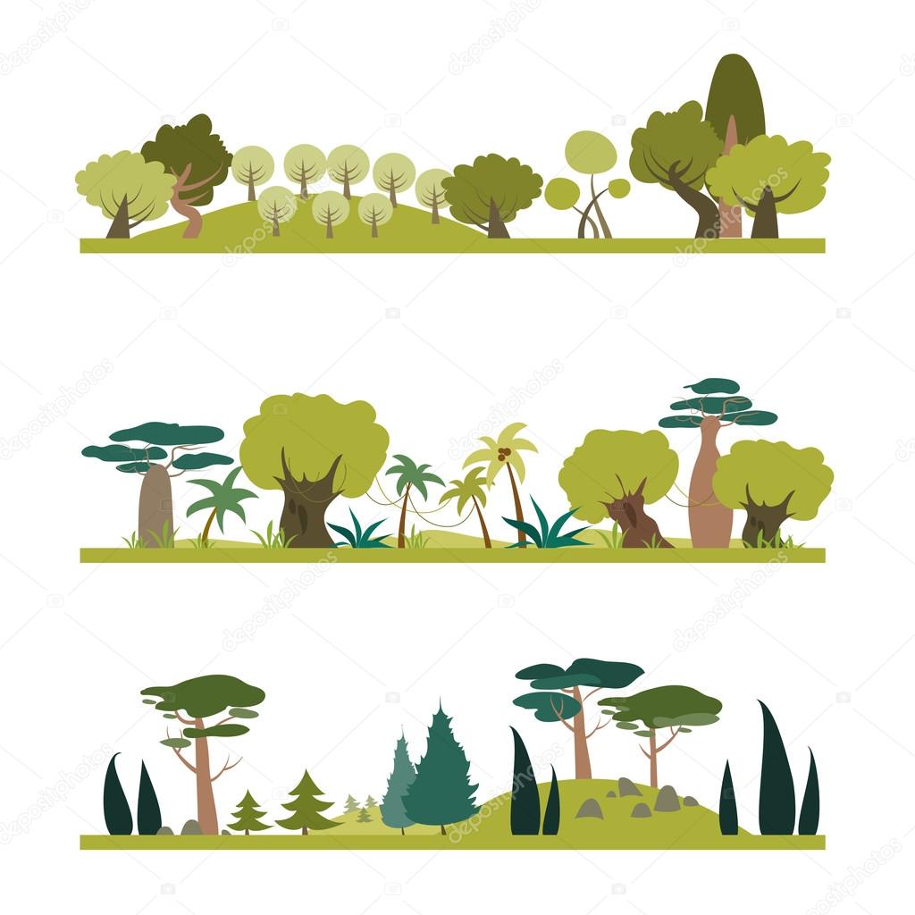 Set of different trees species 