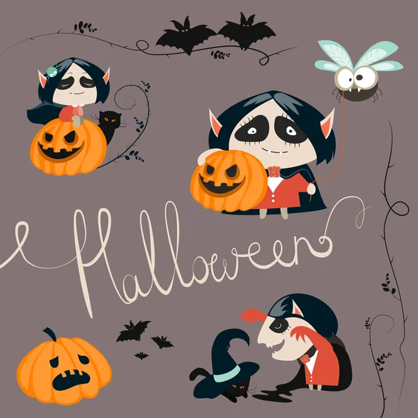 Halloween tekens pictogrammenset — Stockvector