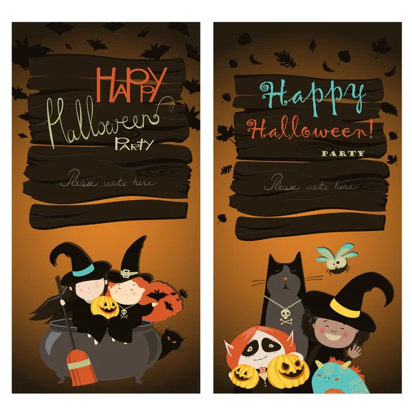 Jogo de banners de Halloween — Vetor de Stock