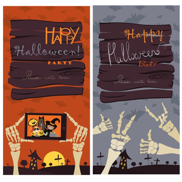 Jogo de banners de Halloween — Vetor de Stock