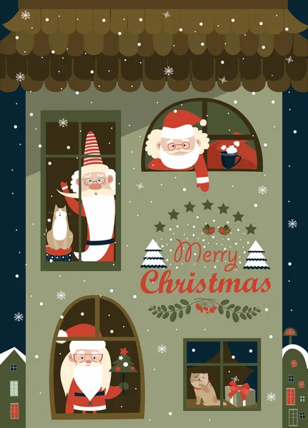 House of Santa Clauses — Stock Vector