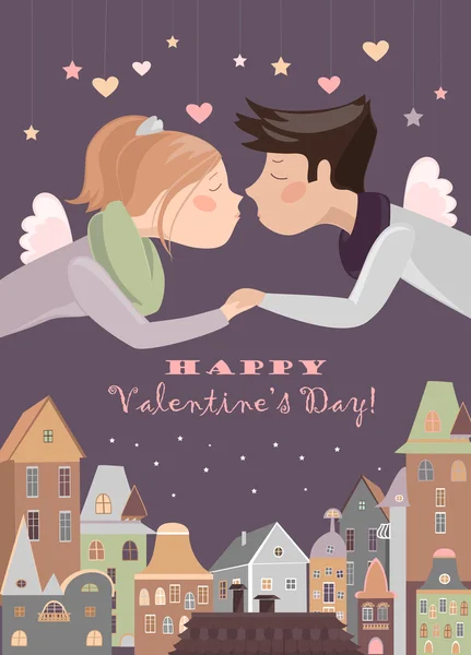 Viering Valentines Day verliefde paar — Stockvector