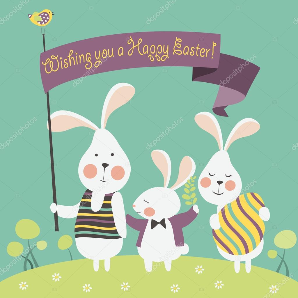 快乐的复活节小兔和彩蛋平面广告素材免费下载(图片编号:2117973)-六图网