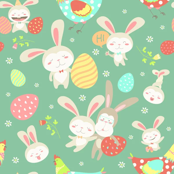 Easter cartoon seamless pattern — Stock Vector