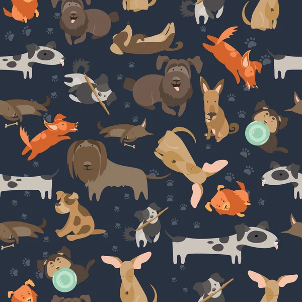 Desenhos animados cães sem costura padrão —  Vetores de Stock