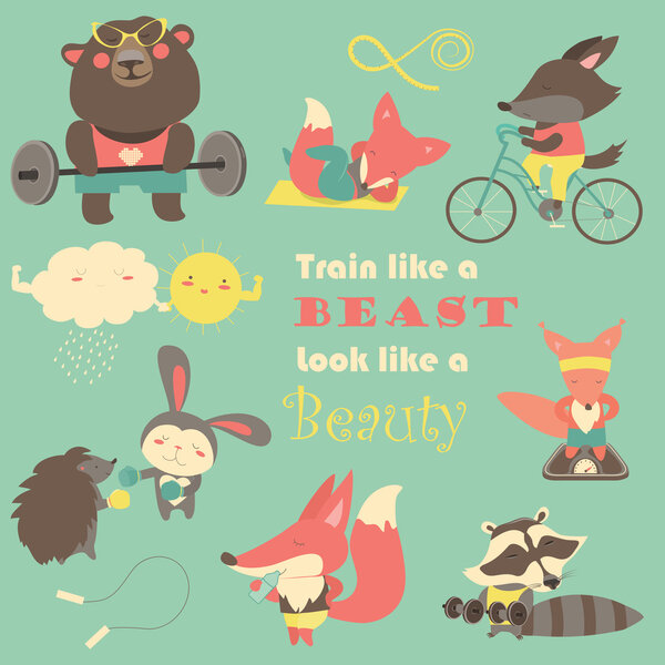 Набор мультяшных животных работает
