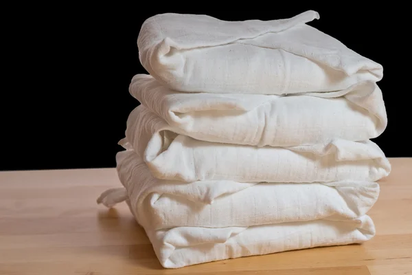 Stack of classical square white cloth diapers — Stock Photo, Image