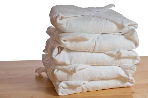 Pilha de fraldas de pano branco quadrado clássico — Fotografia de Stock