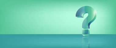 Vektör illüstrasyonu, soru işareti sembolü yeşil afiş arkaplanı önünde ne yansıması. 