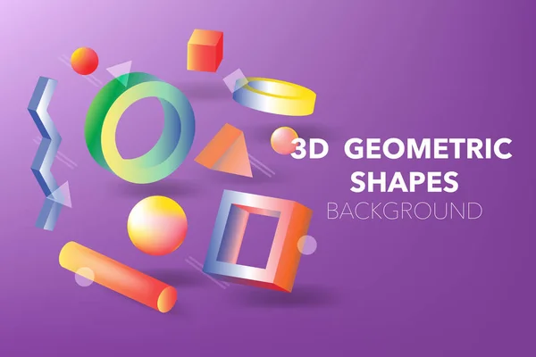 Renkli geometrik şekillerin 3 boyutlu değişkenliği