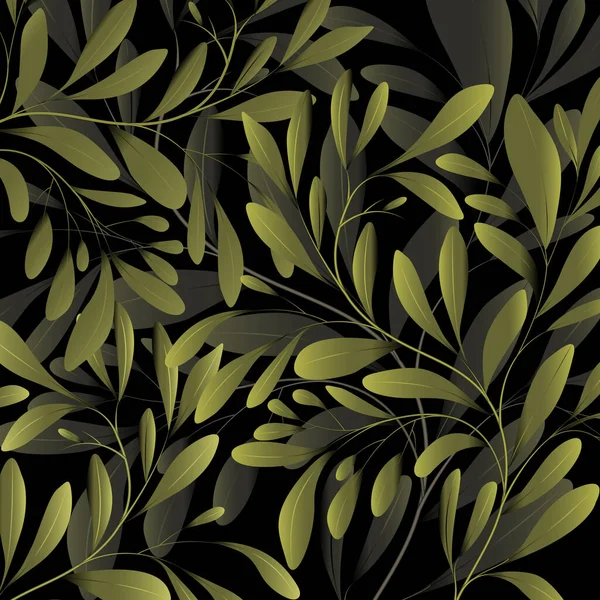 Arbustos Verdes Ramitas Sobre Fondo Oscuro Imagen Vectorial — Vector de stock