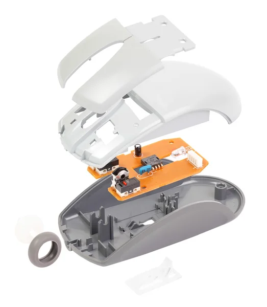 İsometry. Beyaz arka plan üzerinde izole demonte bilgisayar fare