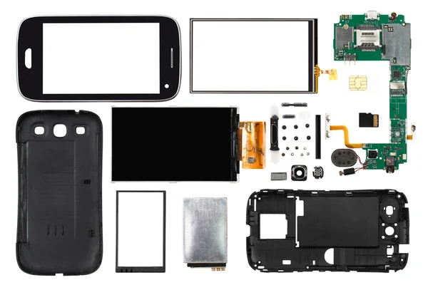 Disassembled smartphone isolated on white background — Stock Photo, Image