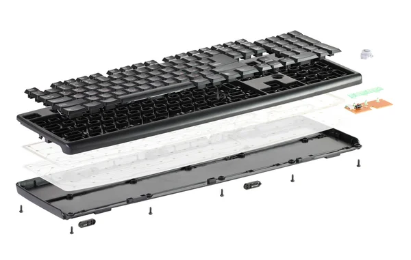 Isometry. disassembled keyboard isolated on white background — Stock Photo, Image