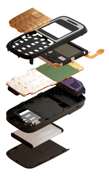 Isometry. The disassembled mobile phone isolated on a white background — Stock Photo, Image