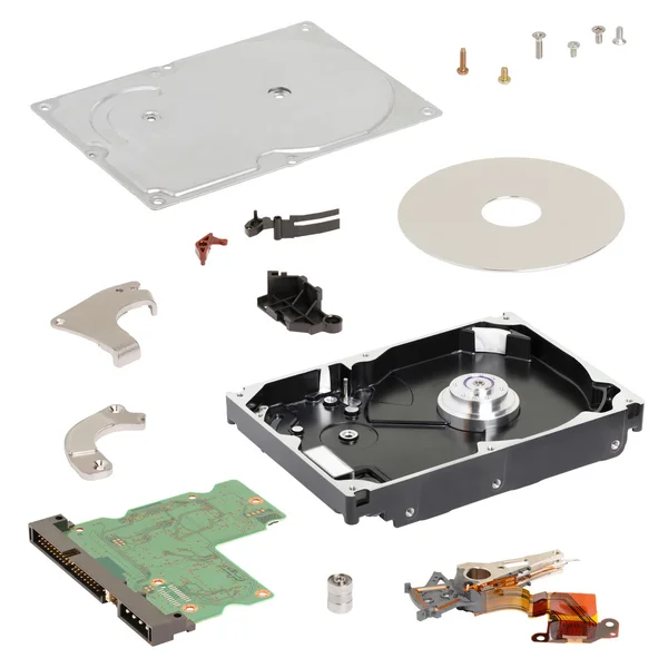 Isometry. disassembled hard disk on a white background — Stock Photo, Image