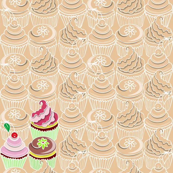Seamless pattern with cupcake — Stockvector