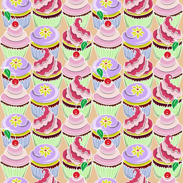 Pattern with colorfool cupcake — Διανυσματικό Αρχείο