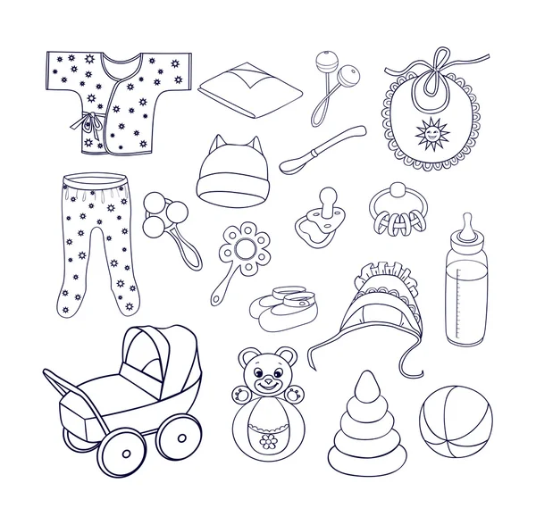 Πράγματα και παιχνίδια για μωρά εικόνες set — Διανυσματικό Αρχείο