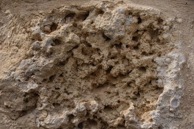 Yıpranmış kumtaşı bal peteği kaya desenli çürük.