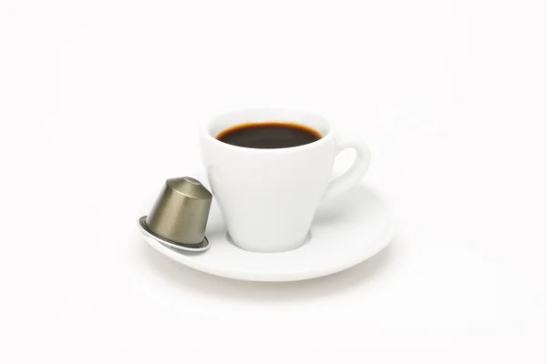 Tasse Kaffee mit Kapsel — Stockfoto