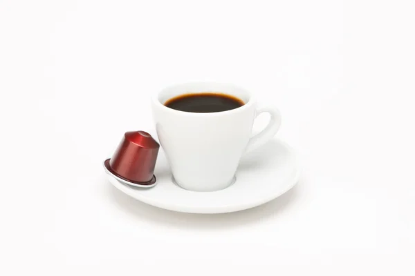 Kopje koffie met capsule — Stockfoto