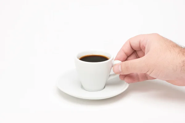 Cup of coffee with hand — Stock Photo, Image