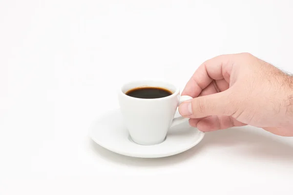 Kopp kaffe med hand — Stockfoto