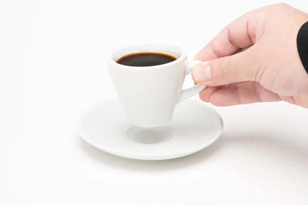 Cup of coffee with hand — Stock Photo, Image