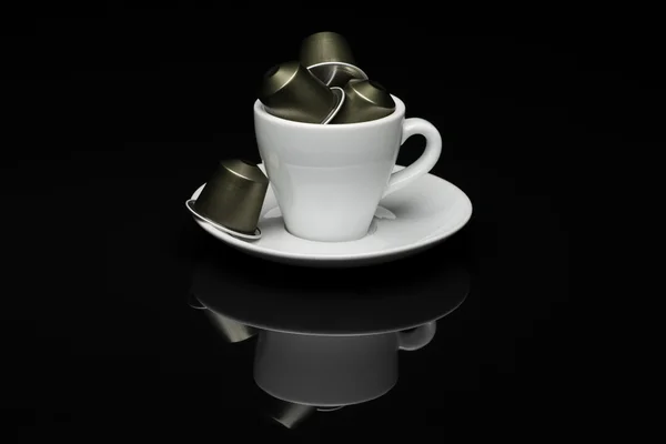 Kopje koffie met capsules — Stockfoto