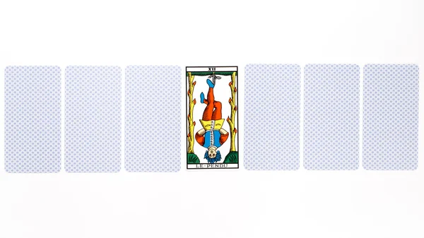 Tarot card hanged draw — Stock Photo, Image