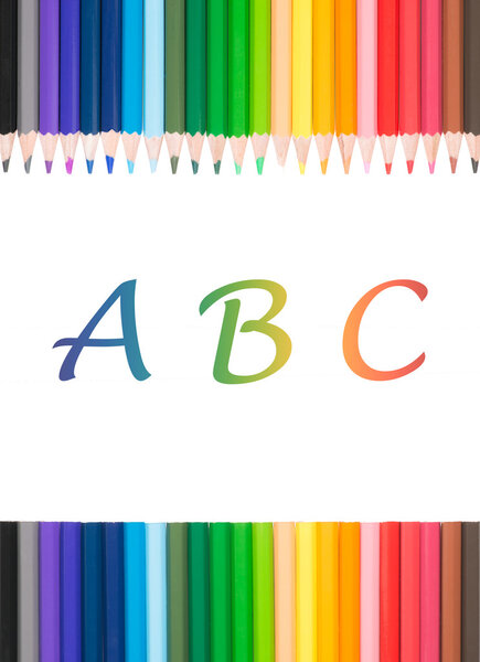 Цветной карандаш с текстом: ABC
