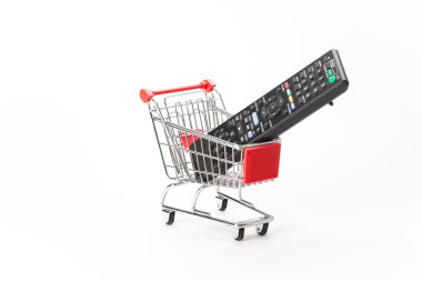 Caddy for shopping with remote control clipart