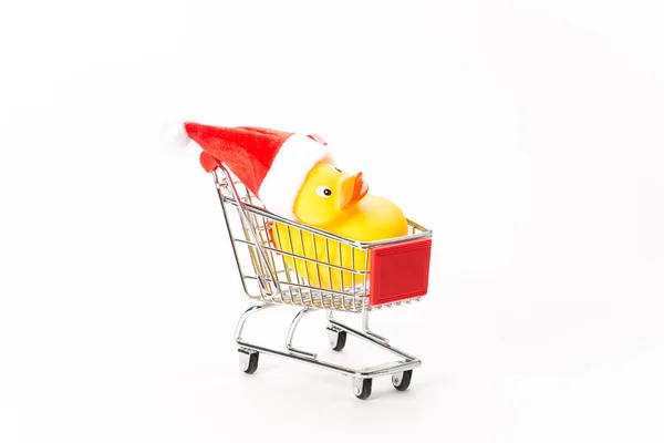 Caddy do sklepów z Boże Narodzenie kaczka — Zdjęcie stockowe