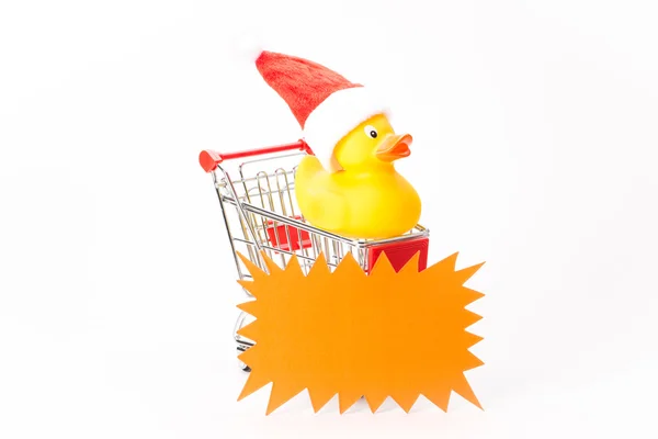 Caddy do sklepów z Boże Narodzenie kaczka — Zdjęcie stockowe