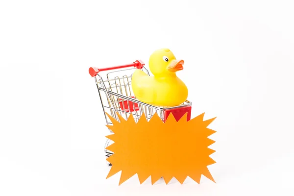 Caddy pro nákupy s kachna — Stock fotografie