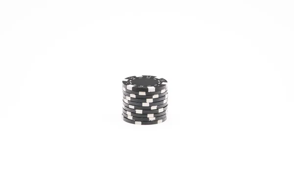 Black poker chips — Stock Photo, Image