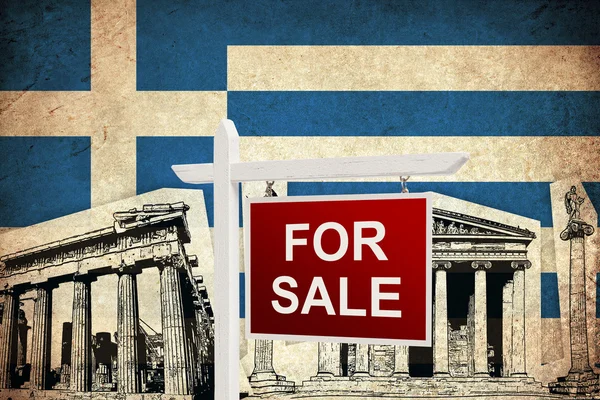 Grunge Bandeira da Grécia Venda — Fotografia de Stock