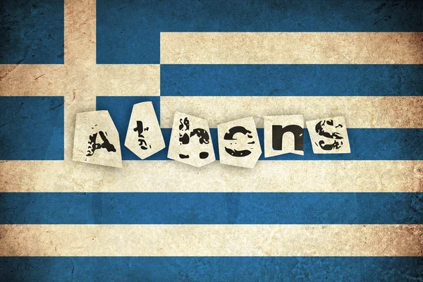 Гранж-флаг Греции с текстом — стоковое фото