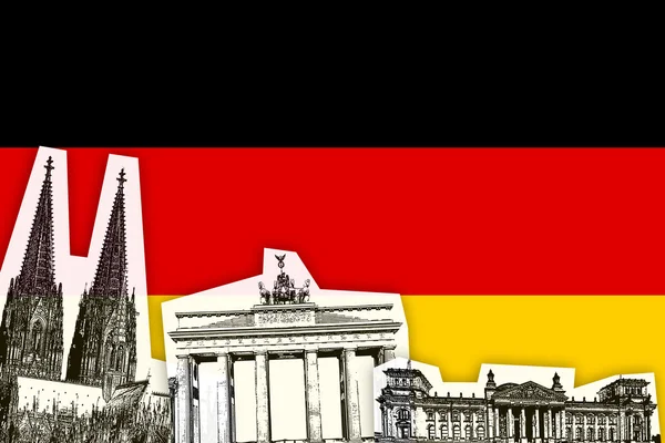 Flag of Germany with monument — Stock Photo, Image