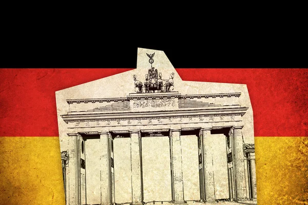 Grunge vlag van Duitsland met monument — Stockfoto